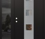 Modern Steel Front Door DIAMOND A12 52" X 80" BLACK/BLACK CLEAR GLASS PANEL STAINLESS STEEL RHI WITH SIDELITE MIRRORED GLASS
