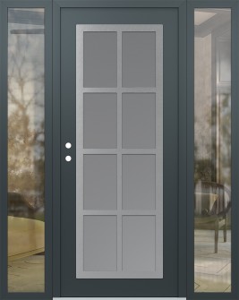 Diamond C16 60" x 80" anthracite/anthracite frosted Glass Panel stainless steel RHI with 2 Sidelites clear Glass