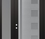 Modern Steel Front Door Diamond C3 50" x 96" black/white frosted Glass Panel stainless steel RHI with Sidelite and Transom frosted Glass