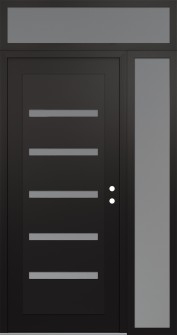 Diamond C7 52" x 96" black/white frosted Glass Panel black LHI with Sidelite and Transom frosted Glass