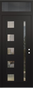Diamond C3 36" x 96" black/black clear Glass Panel black LHI with Transom mirrored Glass