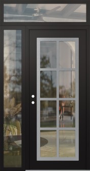 Diamond C16 48" x 96" black/black clear Glass Panel stainless steel RHI with Sidelite and Transom clear Glass