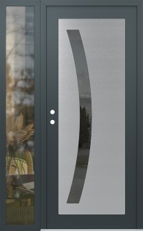 Diamond C4 50" x 80" anthracite/anthracite mirrored Glass Panel stainless steel RHI with Sidelite clear Glass
