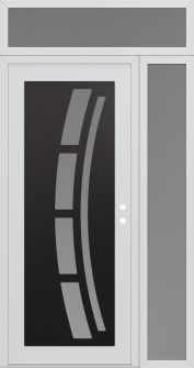 Diamond C12 52" x 96" white/white frosted Glass Panel black LHI with Sidelite and Transom frosted Glass