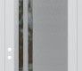 Modern Steel Front Door Diamond C6 36" x 96" white/white clear Glass Panel stainless steel RHI with Transom clear Glass