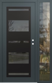 Diamond C10 52" x 80" anthracite/anthracite mirrored Glass Panel black LHI with Sidelite clear Glass