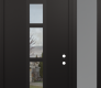 DIAMOND A10 48" X 96" BLACK/BLACK CLEAR GLASS PANEL BLACK RHI WITH SIDELITE AND TRANSOM FROSTED GLASS
