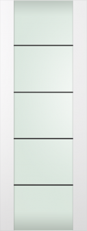 DOOR SLAB SMART PRO H3G 4H BLACK STRIPS VETRO POLAR WHITE 30" X 80" X 1 3/4" TEMPERED FROSTED GLASS