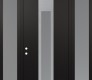 Modern Steel Front Door DIAMOND A1 64" X 96" BLACK/WHITE FROSTED GLASS PANEL STAINLESS STEEL RHI WITH 2 SIDELITES AND TRANSOM FROSTED GLASS