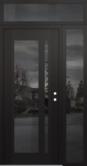 Diamond C15 52" x 96" black/black mirrored Glass Panel black LHI with Sidelite and Transom mirrored Glass