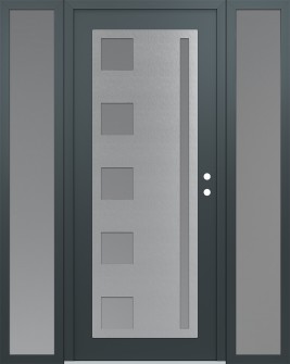 Diamond C3 60" x 80" anthracite/anthracite frosted Glass Panel stainless steel LHI with 2 Sidelites frosted Glass