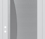 Modern Steel Front Door Diamond C13 36" x 96" white/white frosted Glass Panel stainless steel RHI with Transom frosted Glass