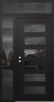 Diamond C9 48" x 96" black/black mirrored Glass Panel black RHI with Sidelite and Transom mirrored Glass