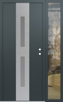 DIAMOND A6 50" X 80" ANTHRACITE/ANTHRACITE FROSTED GLASS PANEL STAINLESS STEEL LHI WITH SIDELITE CLEAR GLASS