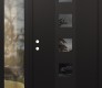 Modern Steel Front Door DIAMOND A13 50" X 80" BLACK/BLACK MIRRORED GLASS PANEL BLACK RHI WITH SIDELITE CLEAR GLASS