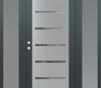 Modern Steel Front Door Diamond C11 60" x 80" anthracite/anthracite clear Glass Panel stainless steel RHI with 2 Sidelites frosted Glass