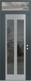 Diamond C14 36" x 96" anthracite/anthracite mirrored Glass Panel stainless steel LHI with Transom clear Glass