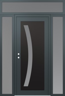 Diamond C4 68" x 96" anthracite/anthracite frosted Glass Panel black RHI with 2 Sidelites and Transom frosted Glass