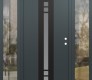 Modern Steel Front Door DIAMOND A4 64" X 80" ANTHRACITE/ANTHRACITE FROSTED GLASS PANEL BLACK LHI WITH 2 SIDELITES CLEAR GLASS