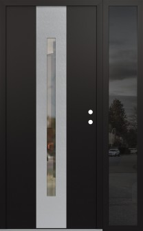 DIAMOND A2 48" X 80" BLACK/BLACK CLEAR GLASS PANEL STAINLESS STEEL LHI WITH SIDELITE MIRRORED GLASS