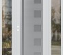 Modern Steel Front Door Diamond C3 64" x 80" white/white frosted Glass Panel stainless steel RHI with 2 Sidelites clear Glass