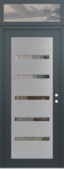 Diamond C7 36" x 96" anthracite/anthracite clear Glass Panel stainless steel LHI with Transom clear Glass
