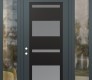 Modern Steel Front Door Diamond C10 68" x 96" anthracite/anthracite frosted Glass Panel black RHI with 2 Sidelites and Transom clear Glass