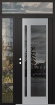 Diamond C15 48" x 96" black/black mirrored Glass Panel stainless steel RHI with Sidelite and Transom clear Glass