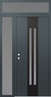 DIAMOND A8 48" X 96" ANTHRACITE/ANTHRACITE FROSTED GLASS PANEL BLACK RHI WITH SIDELITE AND TRANSOM FROSTED GLASS