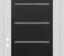 Modern Steel Front Door Diamond C11 36" x 96" white/white frosted Glass Panel black RHI with Transom clear Glass