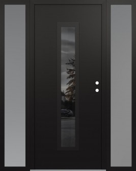 DIAMOND A11 68" X 80" BLACK/BLACK MIRRORED GLASS PANEL BLACK LHI WITH 2 SIDELITES FROSTED GLASS