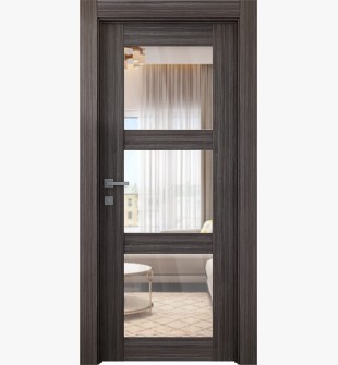 Palladio 3 Lite Clear Vetro Gray Oak Single Doors