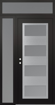 Diamond C2 50" x 96" black/white frosted Glass Panel stainless steel RHI with Sidelite and Transom frosted Glass