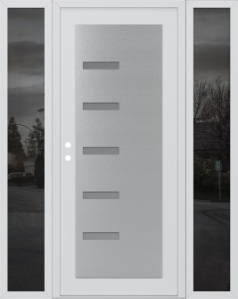 Diamond C8 60" x 80" white/white frosted Glass Panel stainless steel RHI with 2 Sidelites mirrored Glass