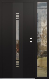 DIAMOND A5 50" X 80" BLACK/BLACK CLEAR GLASS PANEL BLACK LHI WITH SIDELITE CLEAR GLASS
