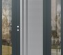 Modern Steel Front Door Diamond C6 68" x 80" anthracite/anthracite frosted Glass Panel stainless steel RHI with 2 Sidelites clear Glass