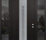 Modern Steel Front Door DIAMOND A3 60" X 96" BLACK/WHITE FROSTED GLASS PANEL STAINLESS STEEL LHI WITH 2 SIDELITES AND TRANSOM MIRRORED GLASS