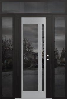 Diamond C15 68" x 96" black/black mirrored Glass Panel stainless steel LHI with 2 Sidelites and Transom mirrored Glass