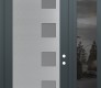 Modern Steel Front Door Diamond C5 52" x 96" anthracite/anthracite frosted Glass Panel stainless steel LHI with Sidelite and Transom mirrored Glass