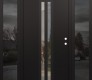 Modern Steel Front Door DIAMOND A8 64" X 80" BLACK/BLACK CLEAR GLASS PANEL BLACK LHI WITH 2 SIDELITES MIRRORED GLASS