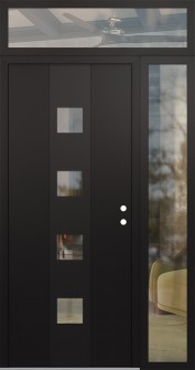 DIAMOND A12 48" X 96" BLACK/BLACK CLEAR GLASS PANEL BLACK LHI WITH SIDELITE AND TRANSOM CLEAR GLASS