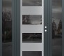 Modern Steel Front Door Diamond C2 68" x 80" anthracite/anthracite mirrored Glass Panel stainless steel LHI with 2 Sidelites mirrored Glass