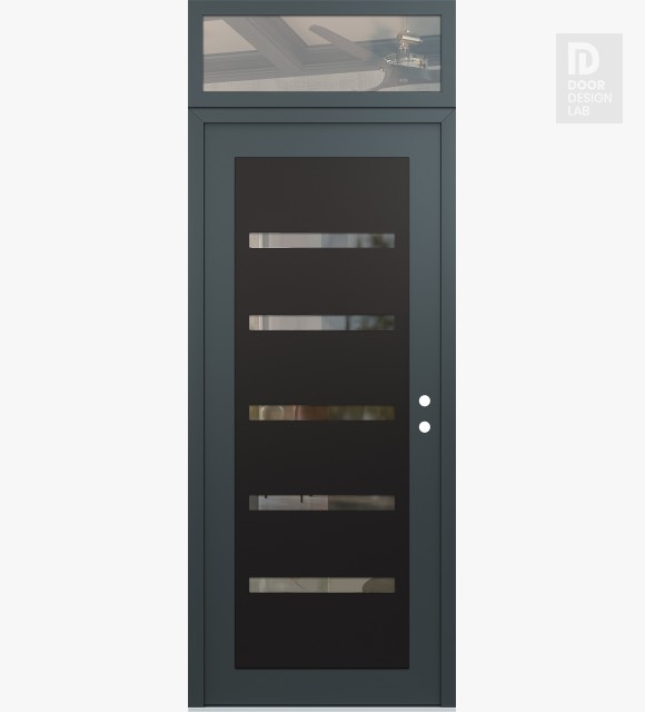 Modern Steel Front Door Diamond C7 36" x 96" anthracite/anthracite clear Glass Panel black LHI with Transom clear Glass
