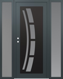 Diamond C12 64" x 80" anthracite/anthracite frosted Glass Panel black RHI with 2 Sidelites frosted Glass