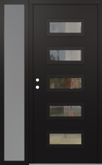 Diamond D1 52" x 80" black/black clear Glass Panel black RHI with Sidelite frosted Glass