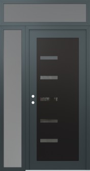 Diamond C8 52" x 96" anthracite/anthracite mirrored Glass Panel black RHI with Sidelite and Transom frosted Glass