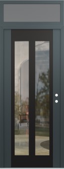 Diamond C14 36" x 96" anthracite/anthracite clear Glass Panel black LHI with Transom frosted Glass