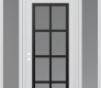 Modern Steel Front Door Diamond C16 60" x 96" white/white frosted Glass Panel black RHI with 2 Sidelites and Transom frosted Glass