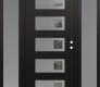 Modern Steel Front Door Diamond D2 60" x 80" black/black clear Glass Panel stainless steel LHI with 2 Sidelites frosted Glass
