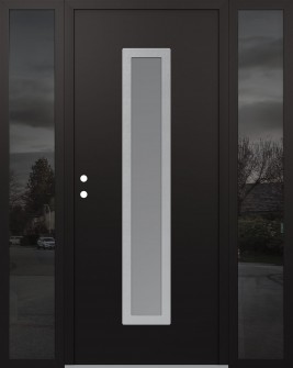 DIAMOND A11 60" X 80" BLACK/WHITE FROSTED GLASS PANEL STAINLESS STEEL RHI WITH 2 SIDELITES MIRRORED GLASS